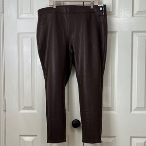 No Boundaries Chocolate Brown Faux Leather Leggings Sz XXXL